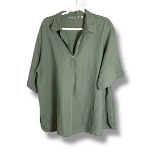 NWT JW Anderson x Uniqlo Green Linen Pullover Blouse Size XL